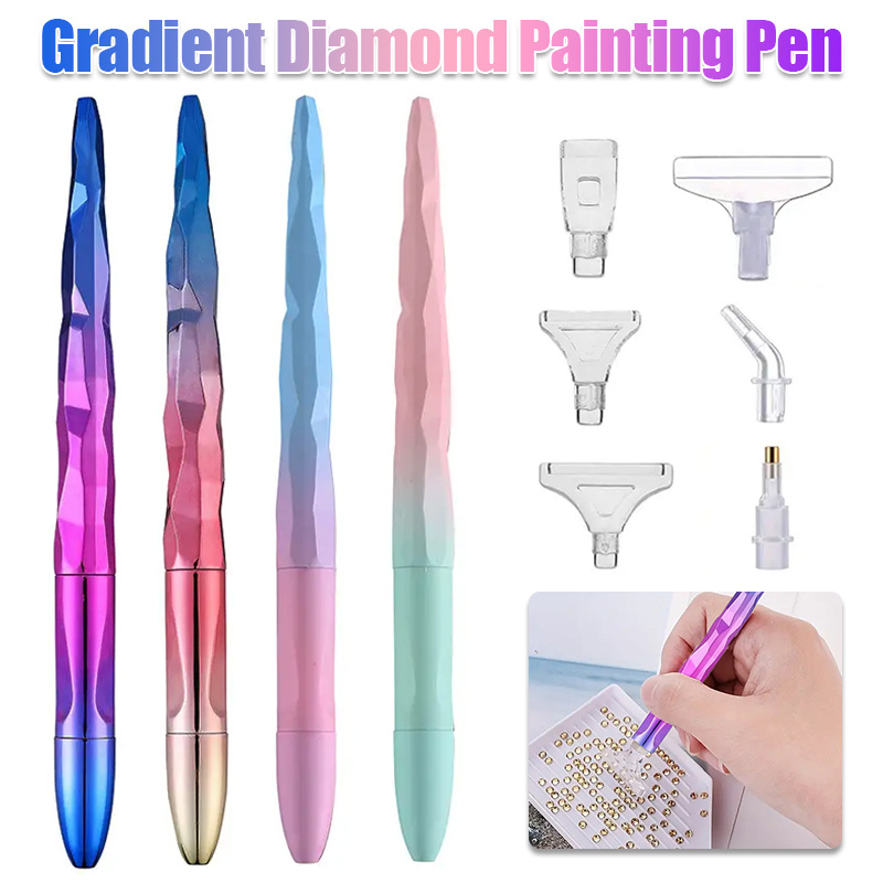 Resin Craft Kit - グラデーションダイヤモンドペイントペンセット、6つのペンチップ付き、DIYアートクラフトアクセサリー、絵画愛好家のためのクリスマスギフト