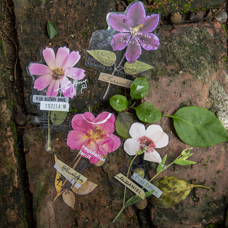 Dried Flower Bulk - 10枚入り/パック コーナーフラワーハウスシリーズステッカー、ジャーナルDIY装飾用大型ドライプラントフラワーステッカー