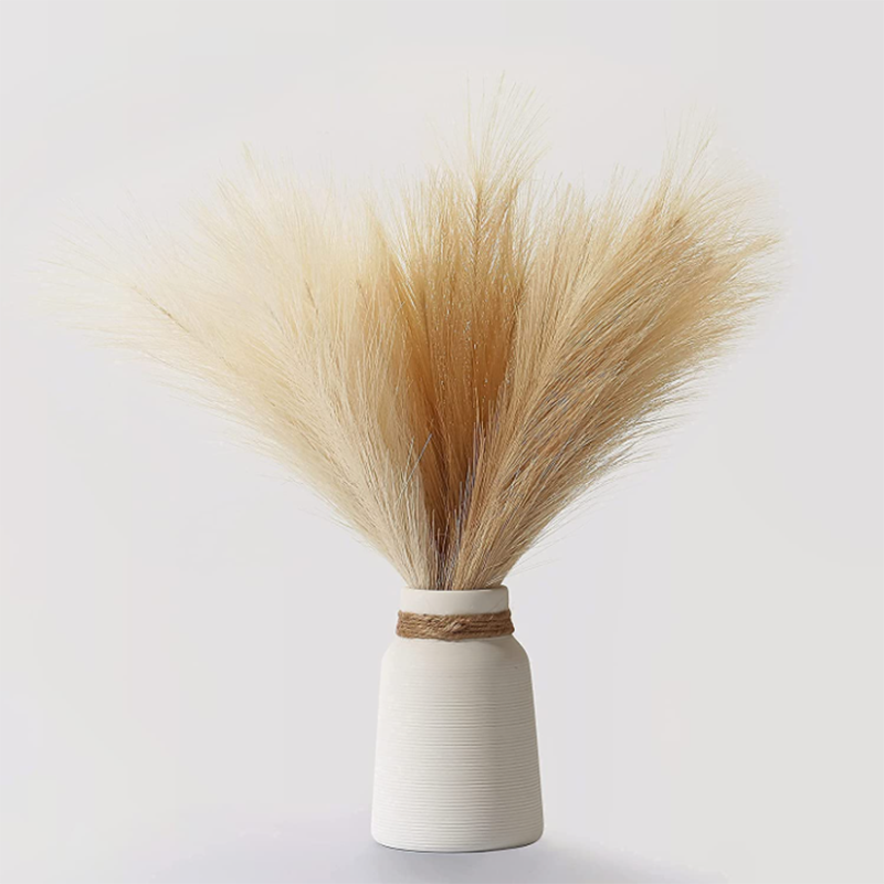 Dried Flower Bulk - 10 個人工ススキの花束家庭用寝室ルームウェディングパーティーの装飾偽植物シミュレーションドライフラワーリード