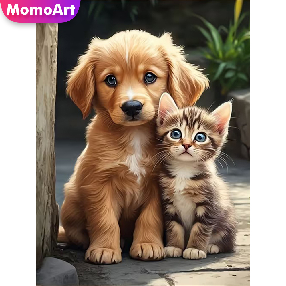 Resin Craft For Beginners - Momoart ダイヤモンド刺繍 犬 動物絵画 猫パターン 大人用