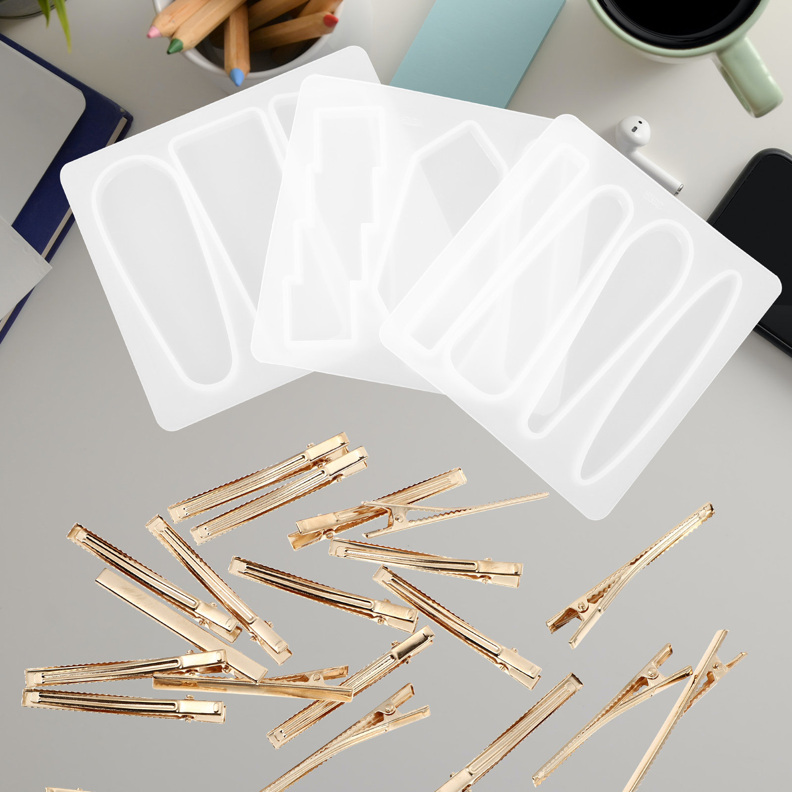 1セットシリコンヘアクリップモールド DIYアートモールド  - Resin Crafts Diy のレビューと価格