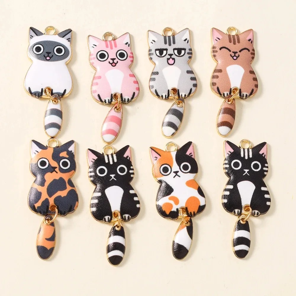 10 個 16 × 39 ミリメートルかわいい漫画猫樹脂チャ - Resin Crafts Diy のレビューと価格